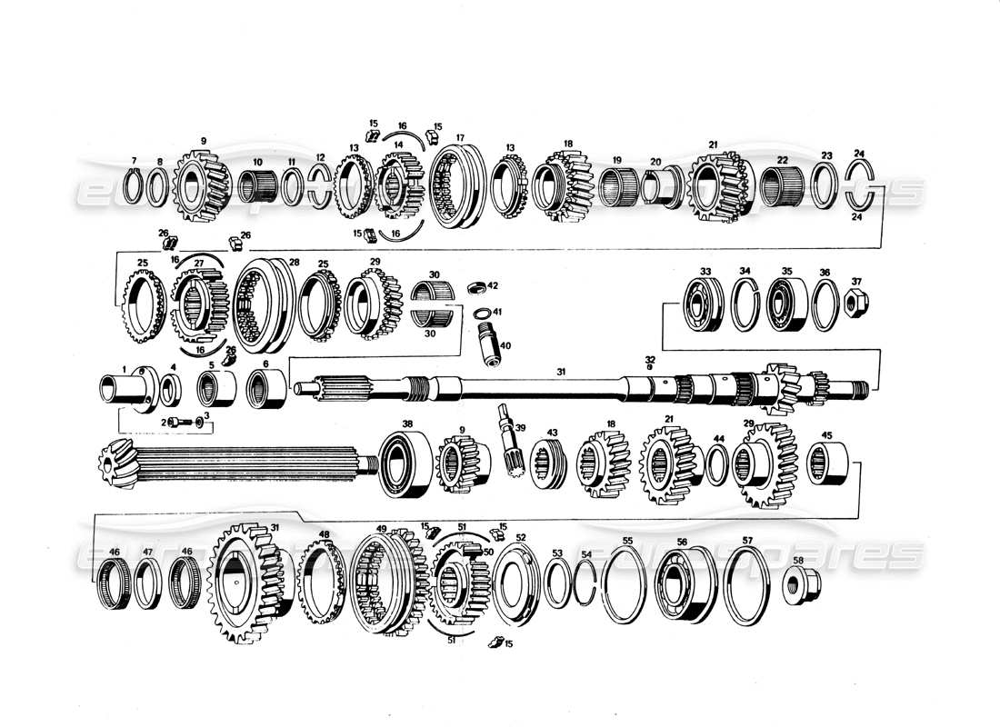 a part diagram from the maserati bora parts catalogue