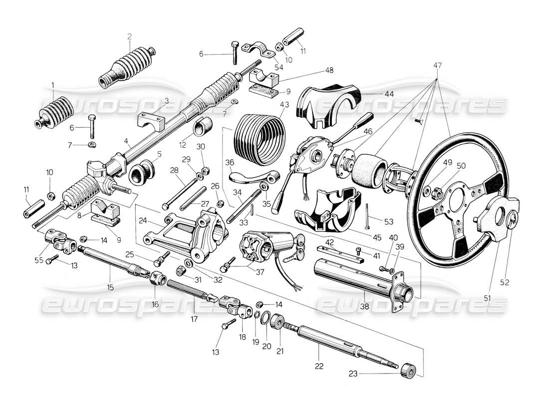 a part diagram from the lamborghini countach 5000 s (1984) parts catalogue