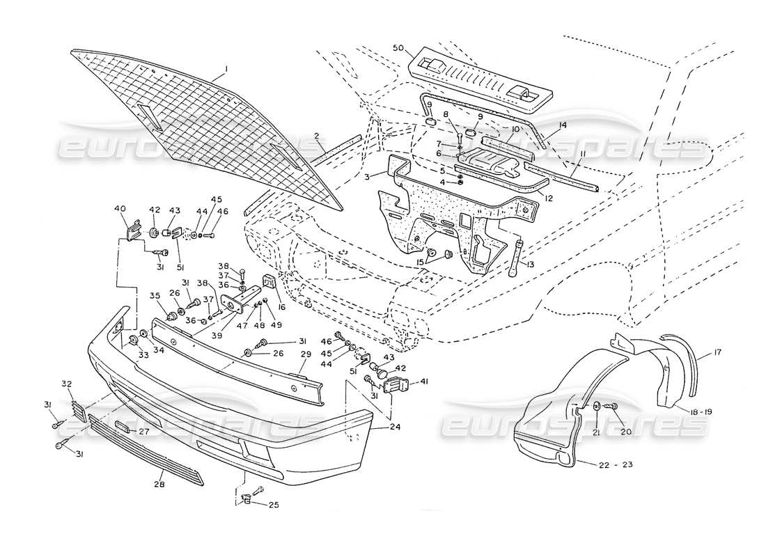 a part diagram from the maserati ghibli (1993-1995) parts catalogue