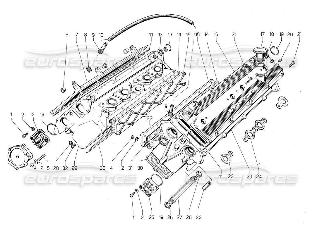 VIEW PARTS DIAGRAMS FROM THE LAMBORGHINI JALPA PARTS CATALOGUE a part diagram from the lamborghini jalpa parts catalogue