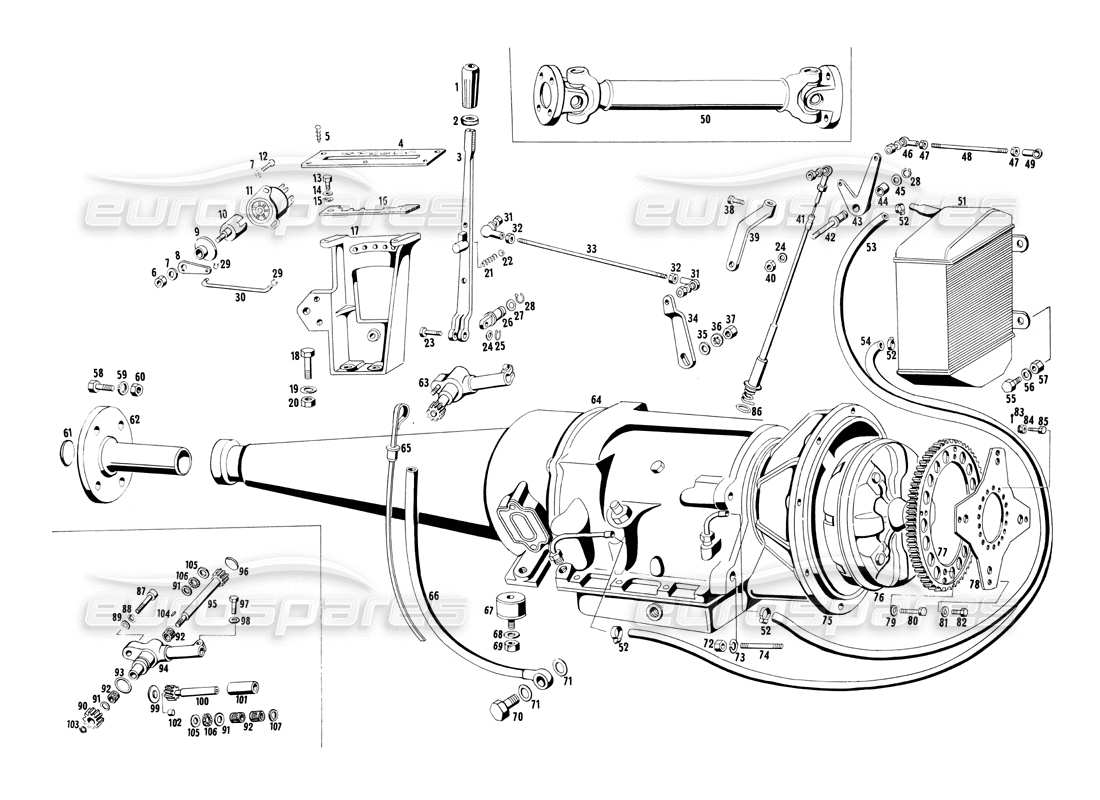 a part diagram from the maserati ghibli (1967-1973) parts catalogue