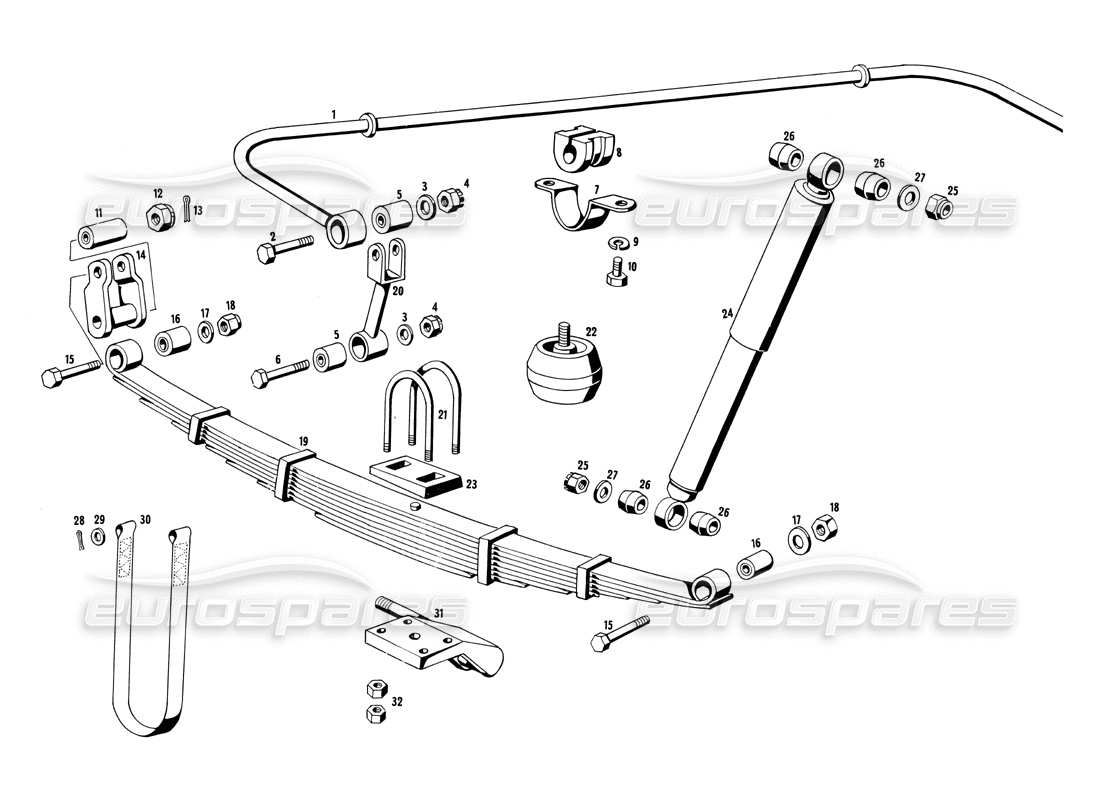 a part diagram from the maserati ghibli (1967-1973) parts catalogue