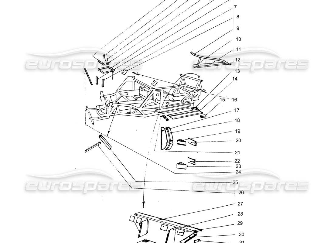 a part diagram from the ferrari 365 gtb4 daytona (coachwork) parts catalogue