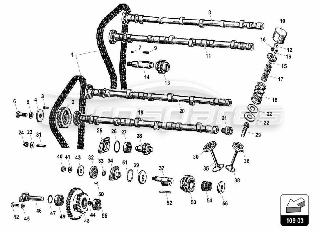 a part diagram from the lamborghini miura parts catalogue