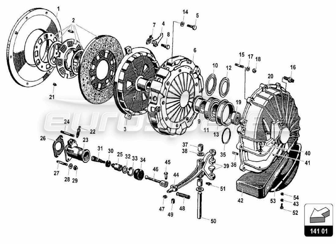 VIEW PARTS DIAGRAMS FROM THE LAMBORGHINI MIURA PARTS CATALOGUE a part diagram from the lamborghini miura parts catalogue