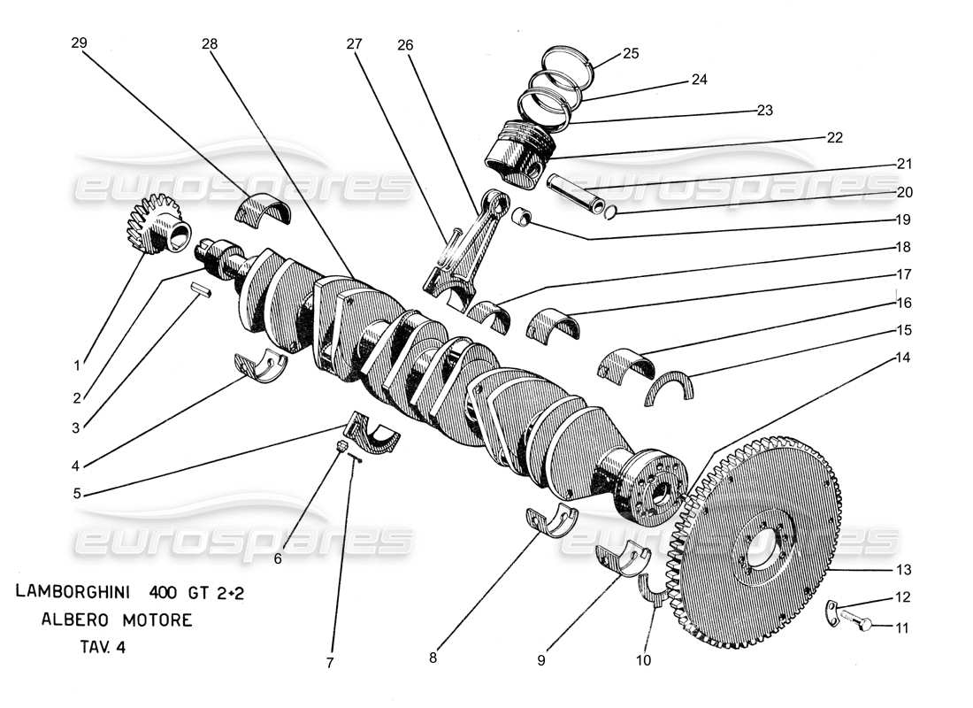 VIEW PARTS DIAGRAMS FROM THE LAMBORGHINI 400 PARTS CATALOGUE a part diagram from the lamborghini 400 parts catalogue
