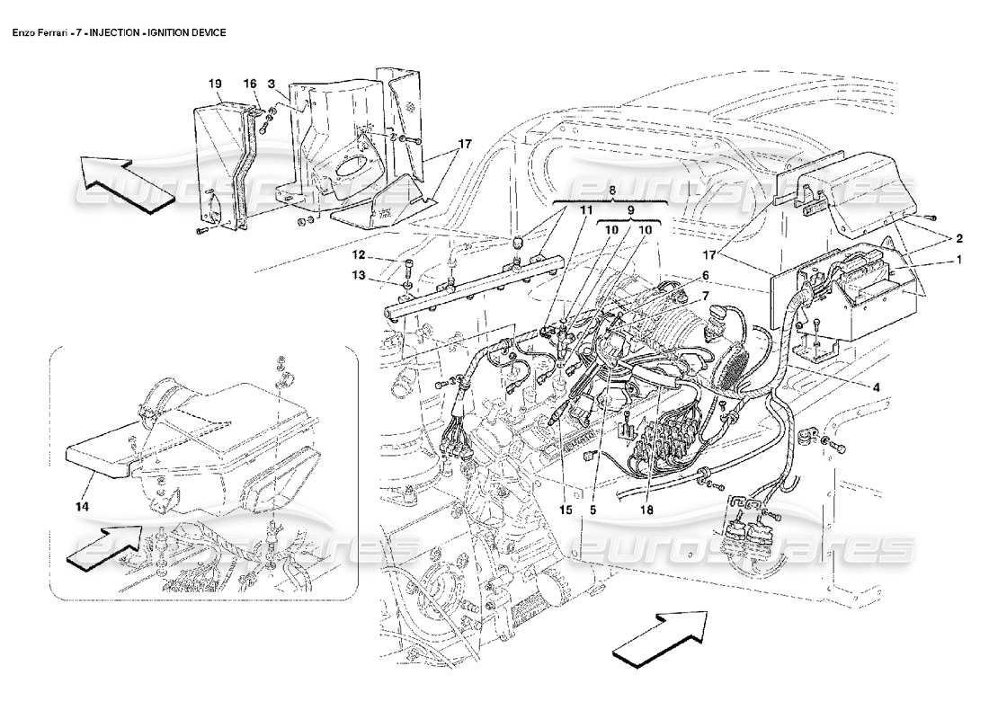 a part diagram from the ferrari enzo parts catalogue