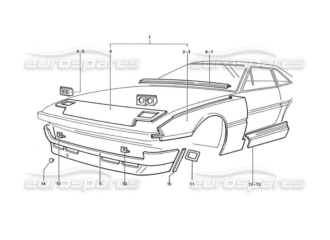 a part diagram from the ferrari 412 (coachwork) parts catalogue