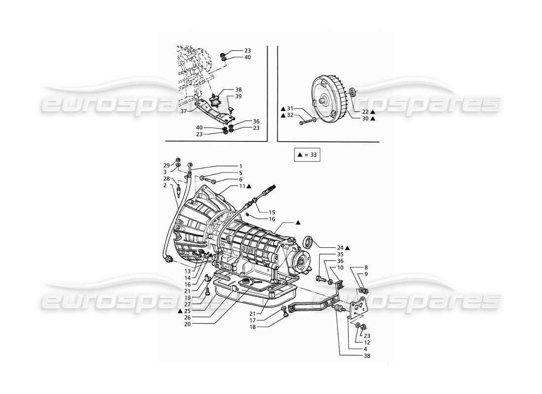 maserati qtp. 3.2 v8 (1999) automatic transmission converter (4hp) parts diagram