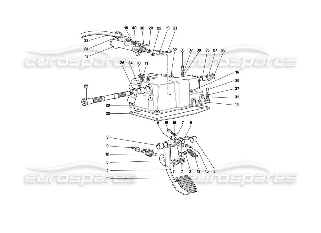 ferrari mondial 3.2 qv (1987) clutch release control (for car with antiskid system) parts diagram