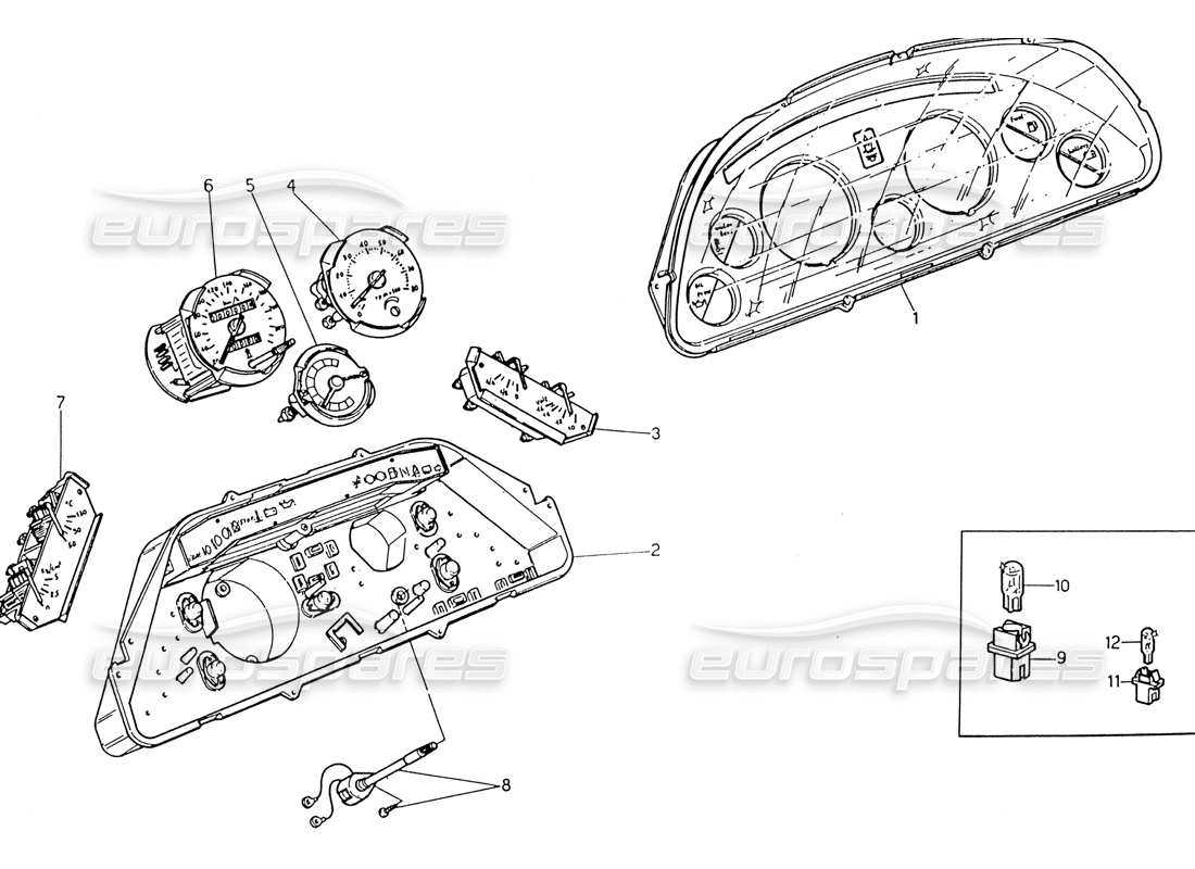 maserati 222 / 222e biturbo instrumentation parts diagram