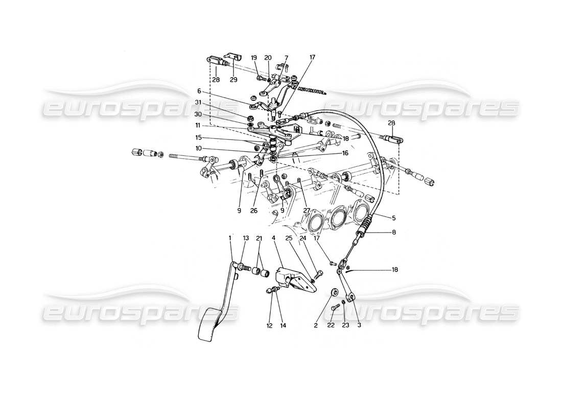 ferrari 400 gt (mechanical) throttle control (variants for rhd version) part diagram