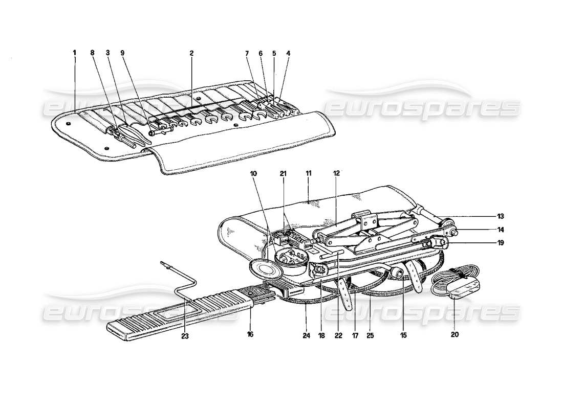 ferrari mondial 3.0 qv (1984) tool kit parts diagram