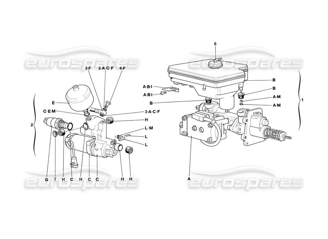 ferrari mondial 3.2 qv (1987) hydraulic system for antiskid part diagram