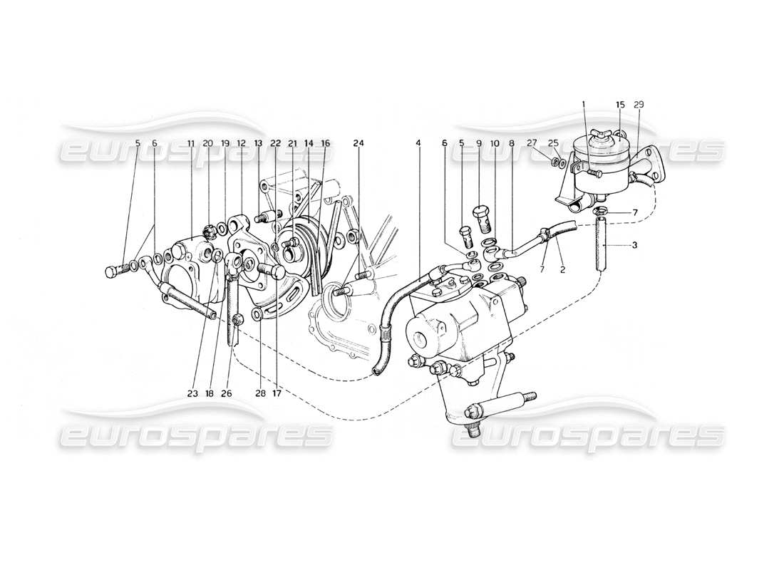 ferrari 400 gt (mechanical) hydraulic steering system part diagram