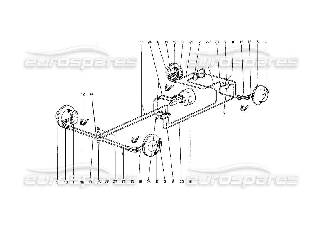 ferrari 400 gt (mechanical) brakes system part diagram