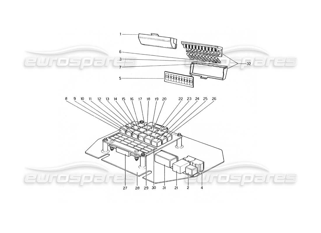 ferrari 400 gt (mechanical) electrical system, fuses and relays parts diagram