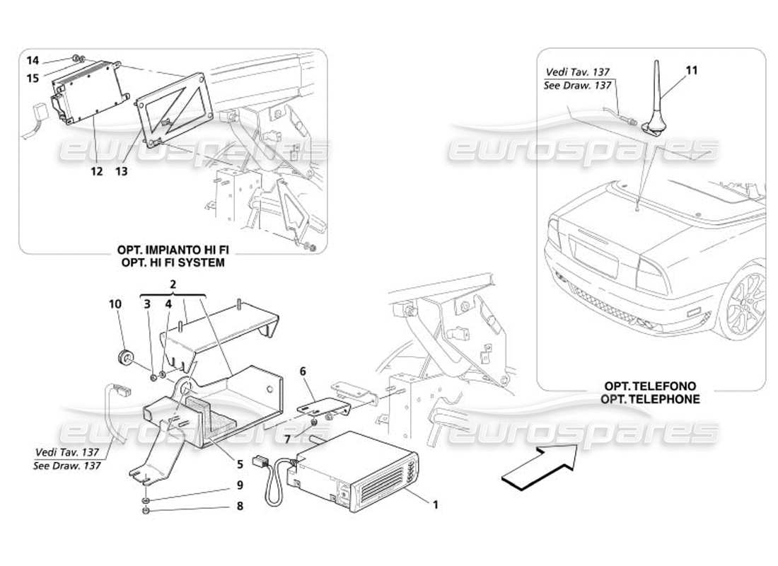 maserati 4200 spyder (2005) stereo equipment - accesories parts diagram