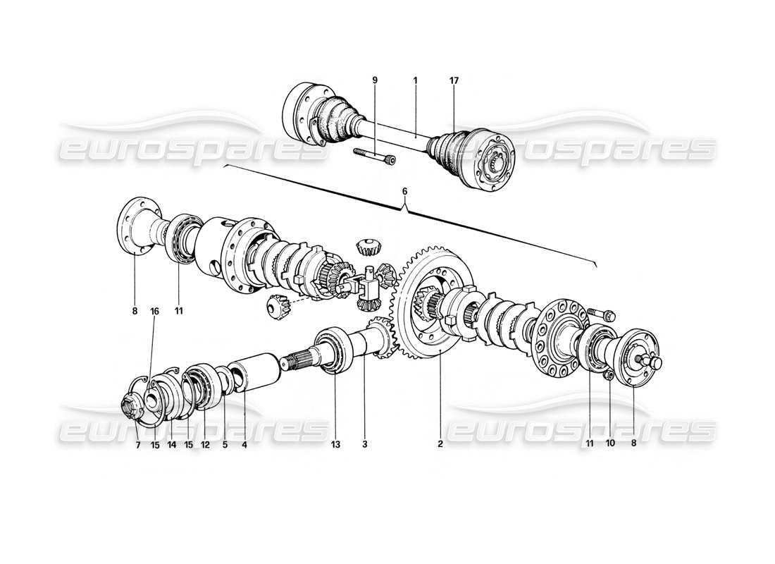 ferrari 400 gt (mechanical) differential & axle shafts parts diagram