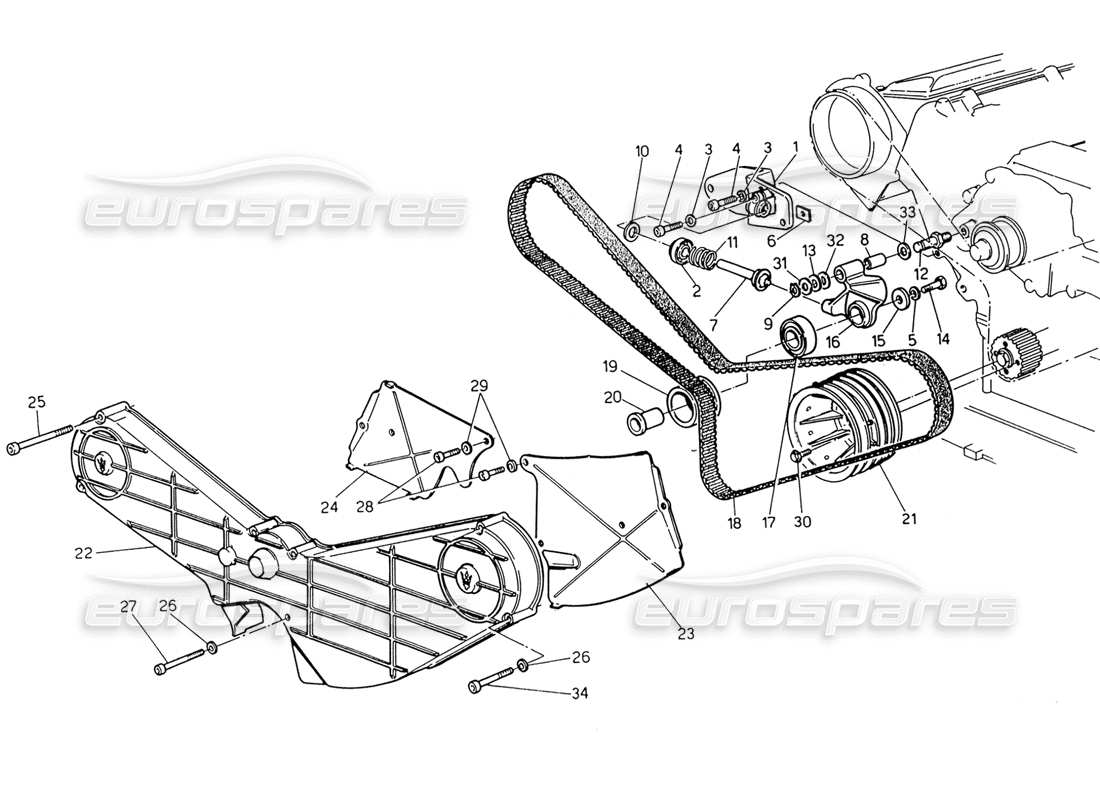 maserati 222 / 222e biturbo timing control parts diagram