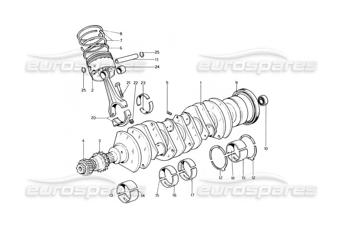 ferrari 400 gt (mechanical) crankshaft conrods and pistons parts diagram