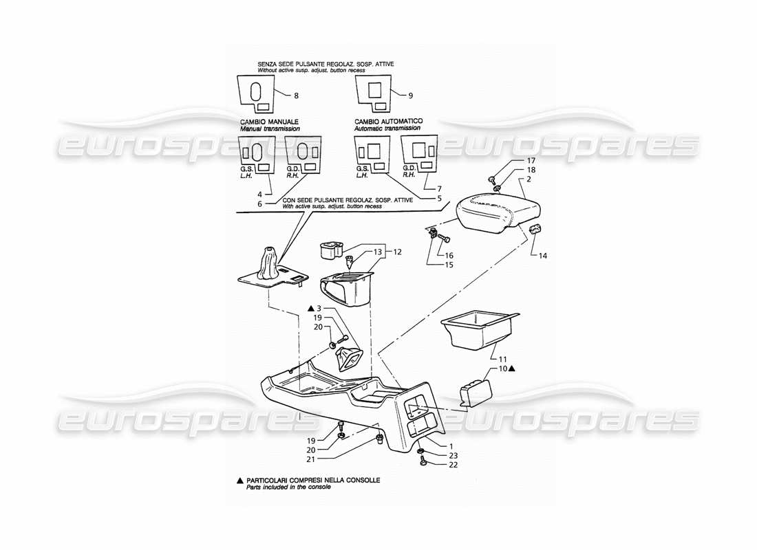 maserati qtp. 3.2 v8 (1999) console parts diagram