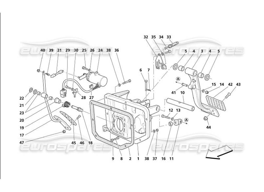 maserati 4200 gransport (2005) pedals and electronic accelerator control -not for gd- part diagram