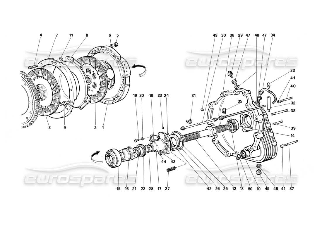 ferrari testarossa (1987) clutch and controls parts diagram