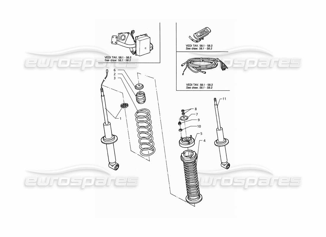 maserati qtp. 3.2 v8 (1999) rear shock absorber parts diagram