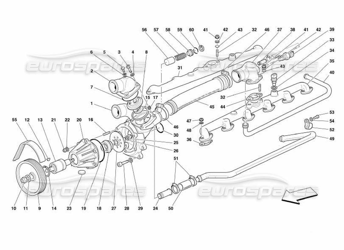 ferrari 550 barchetta water pump parts diagram