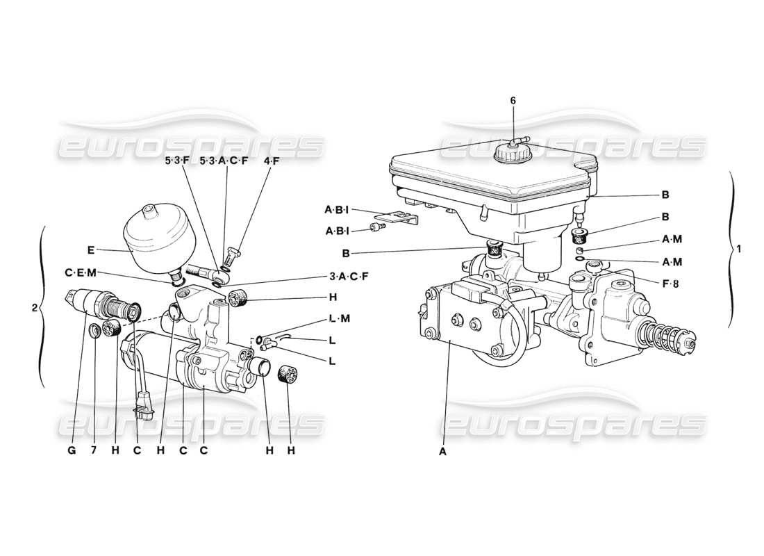 ferrari 328 (1988) hydraulic system for antiskid parts diagram