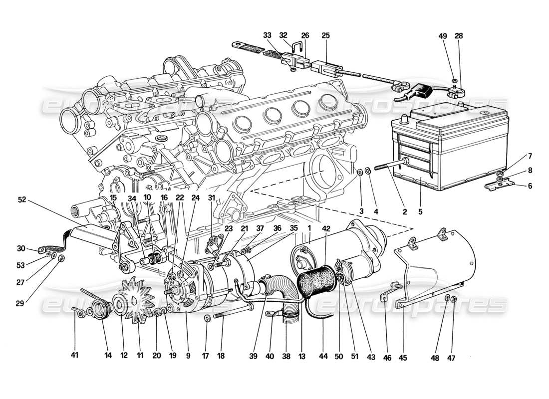 ferrari 328 (1988) electric generating system parts diagram