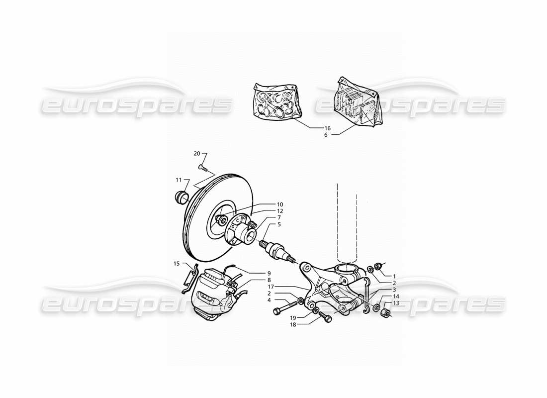 maserati qtp. 3.2 v8 (1999) hubs and front brakes with a.b.s. parts diagram