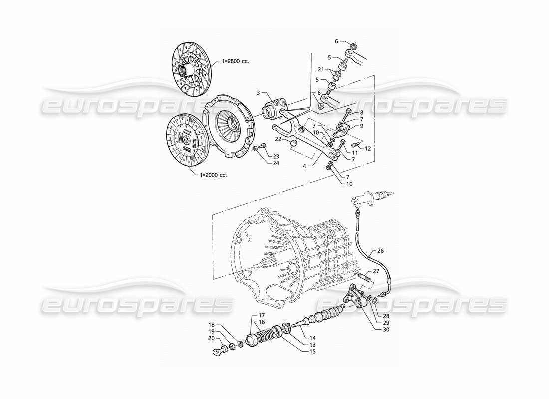 maserati qtp v6 (1996) clutch parts diagram