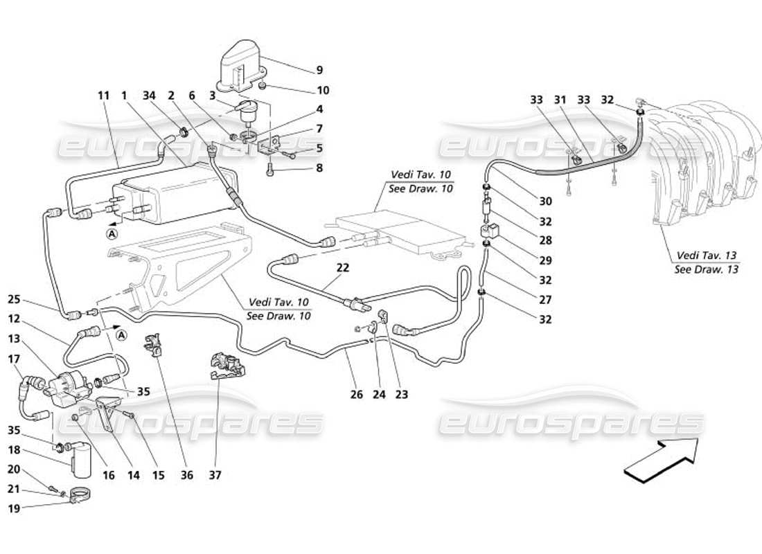 maserati 4200 gransport (2005) antievaporation device -valid for usa and cdn- part diagram