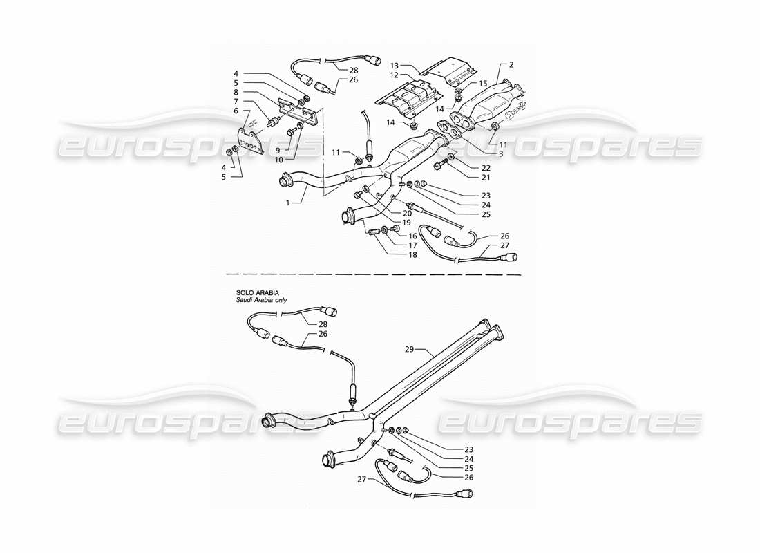 maserati qtp v6 (1996) front exhaust system part diagram