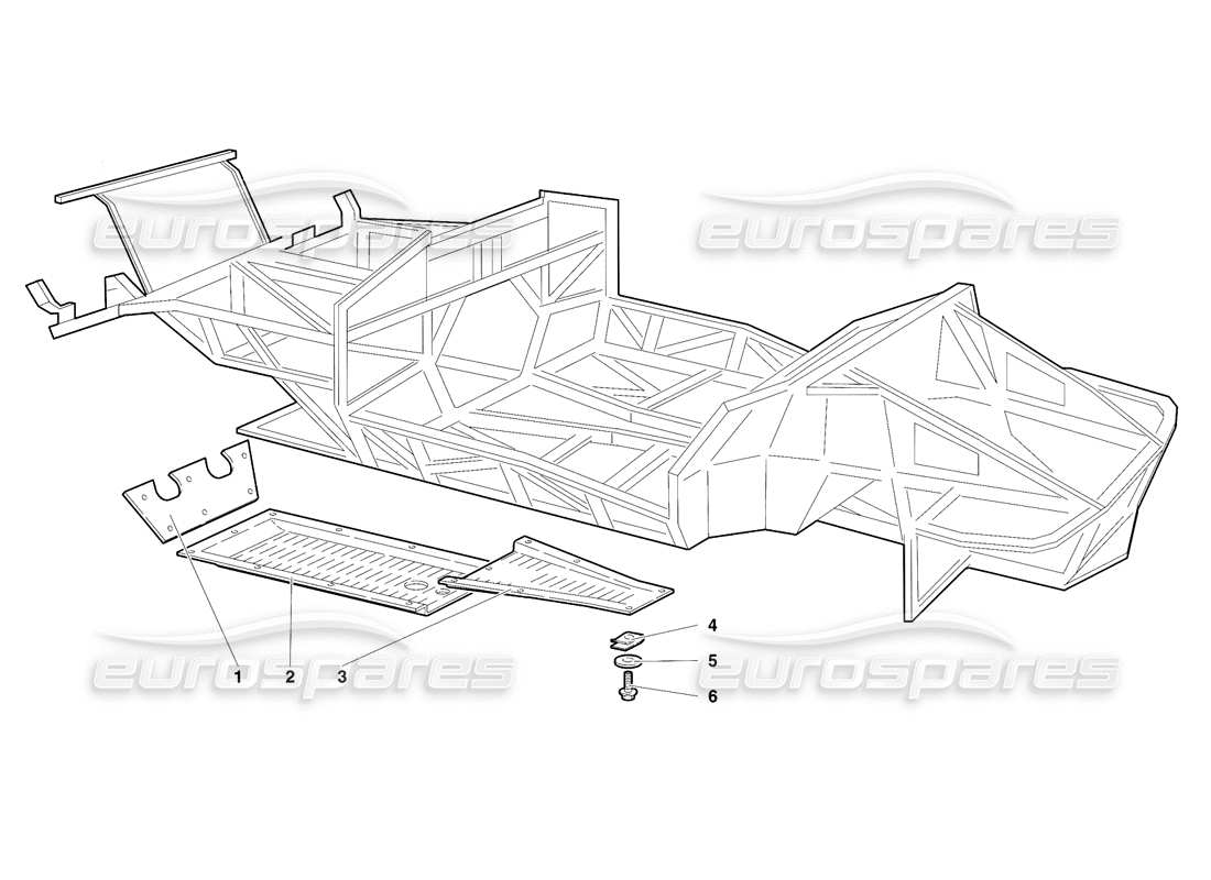 lamborghini diablo vt (1994) frame elements (valid for japan version - april 1994) part diagram