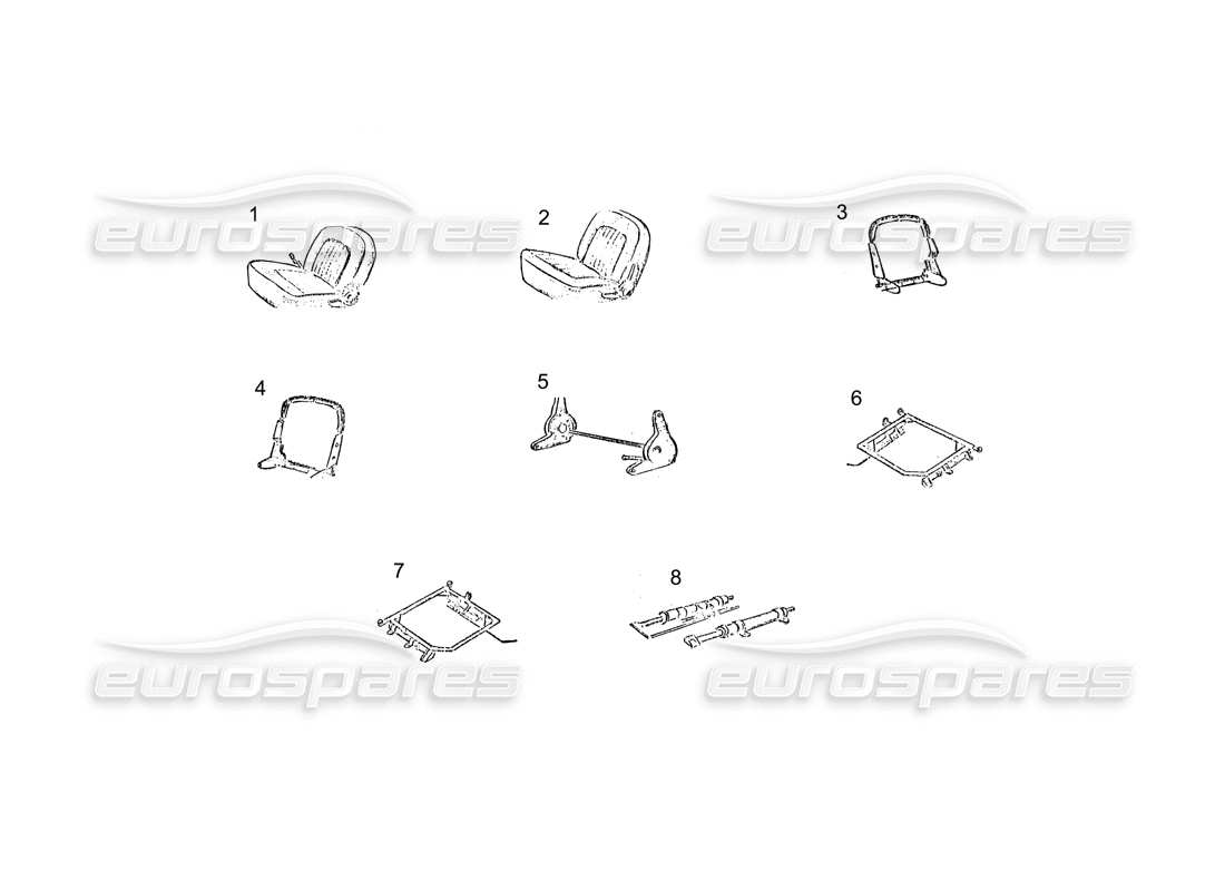 ferrari 250 gt (coachwork) front and rear seats parts diagram