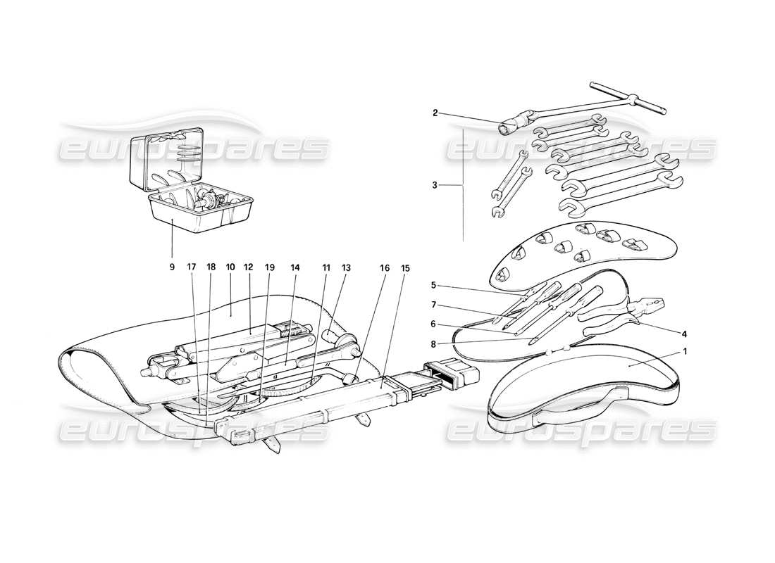 ferrari 400i (1983 mechanical) tool-kit parts diagram