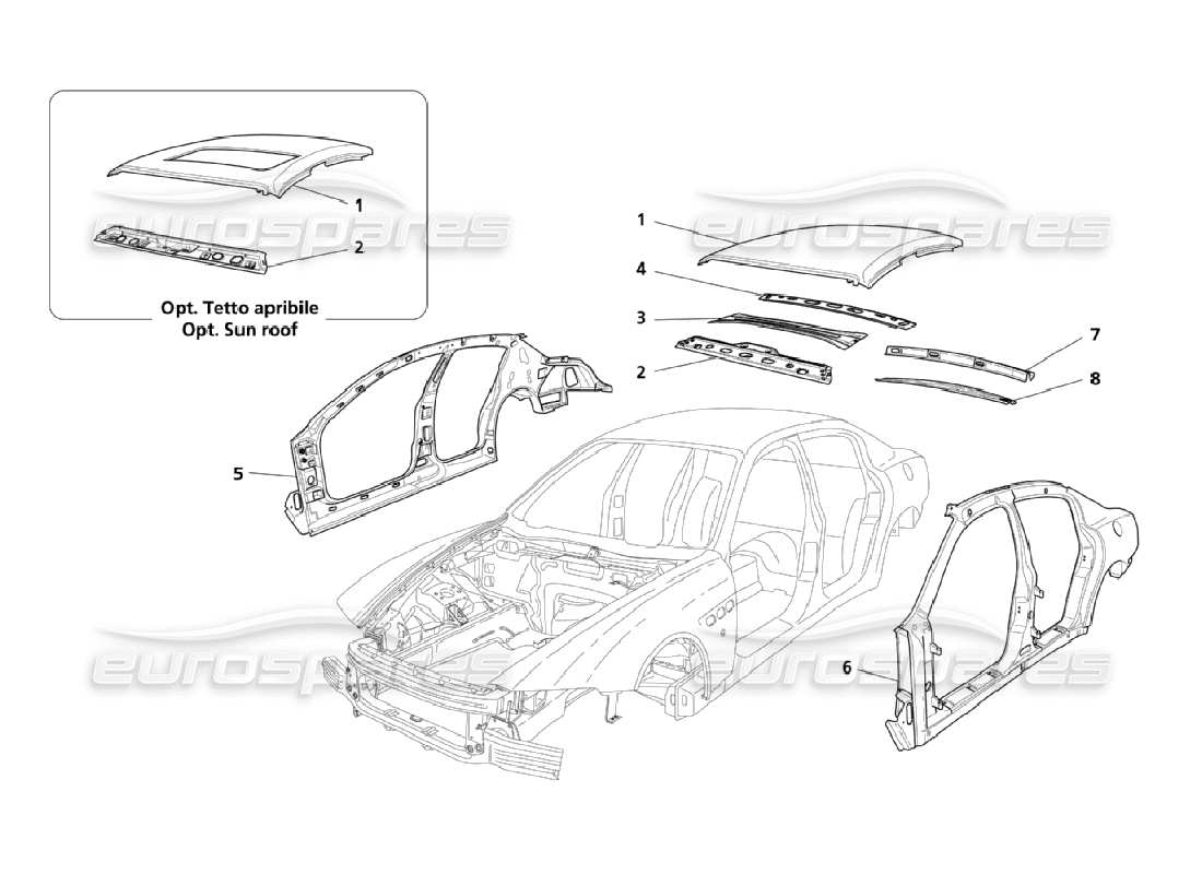 maserati qtp. (2006) 4.2 central outer structures and body parts diagram