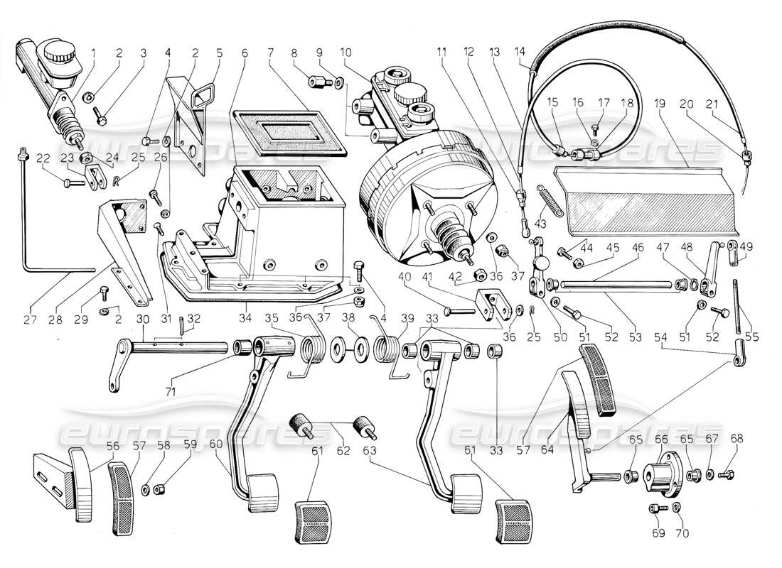 lamborghini jalpa 3.5 (1984) rhd pedals parts diagram