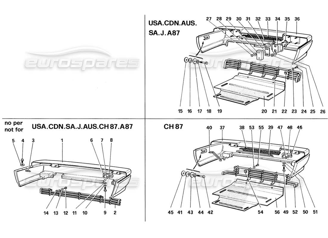 ferrari 328 (1988) rear bumpers parts diagram