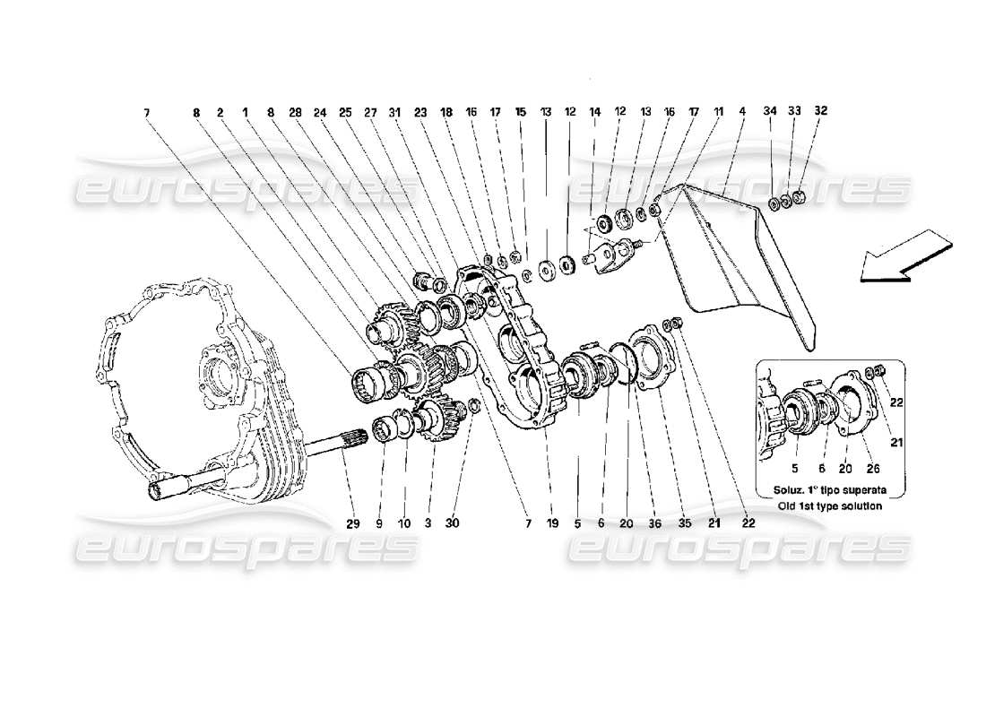 ferrari 512 tr gearbox transmission parts diagram