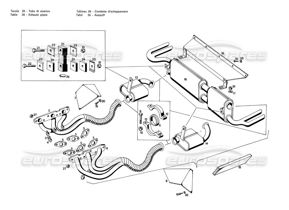 maserati merak 3.0 exhaust pumps parts diagram