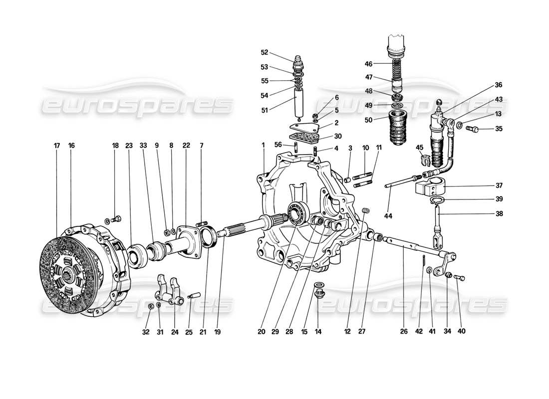 ferrari mondial 3.2 qv (1987) clutch and controls part diagram