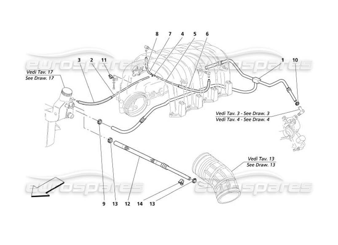 maserati 4200 spyder (2005) blow - by system parts diagram