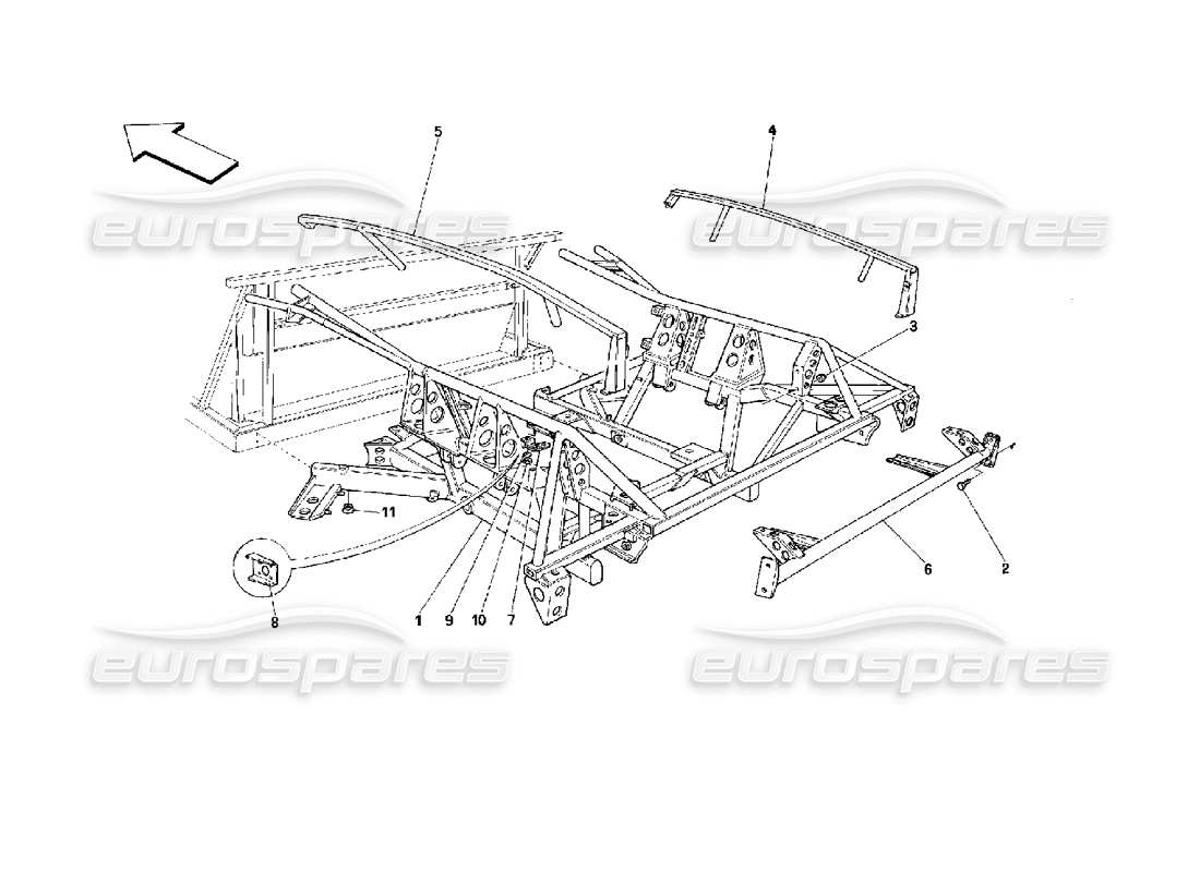 ferrari 512 tr rear frame part diagram