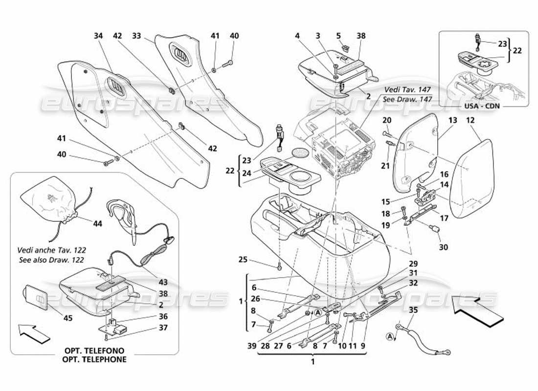 maserati 4200 spyder (2005) tunnel - framework and accessories parts diagram
