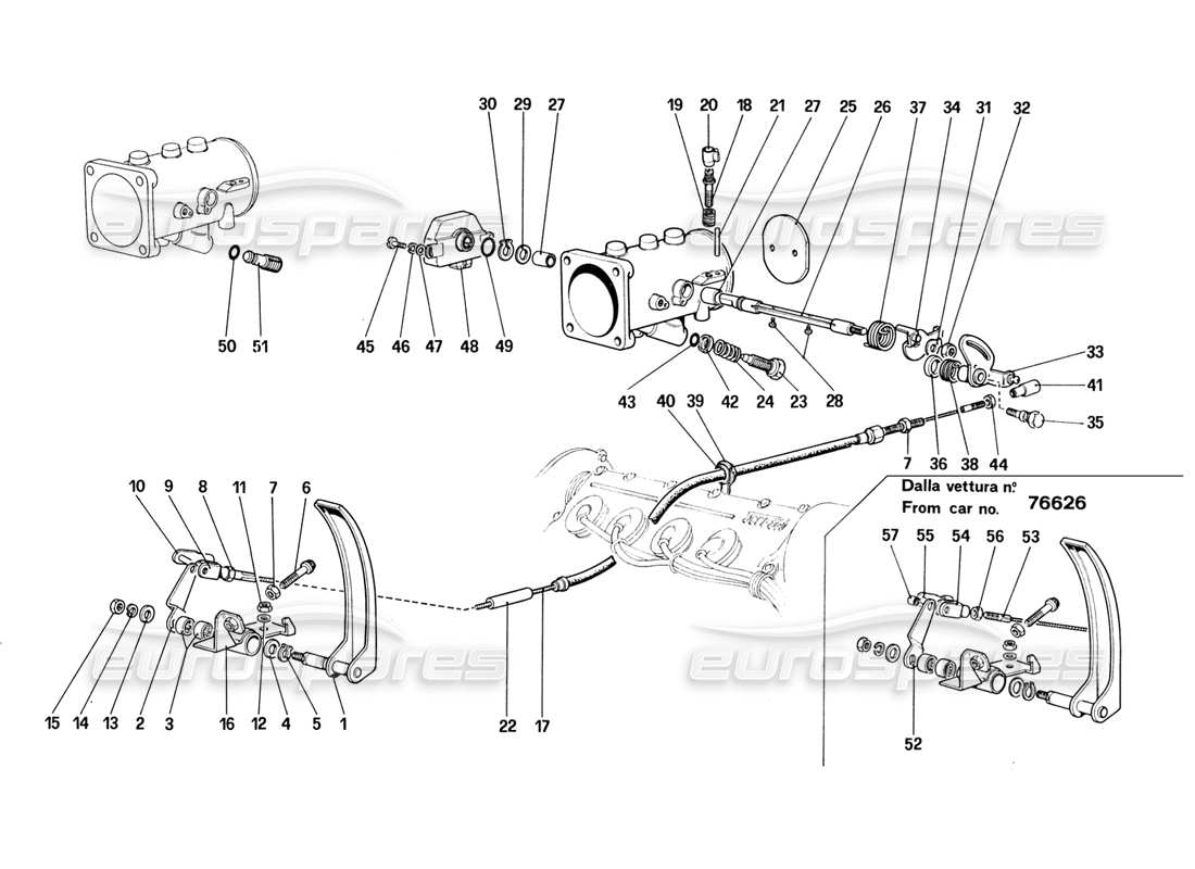 ferrari 328 (1988) throttle housing and linkage parts diagram