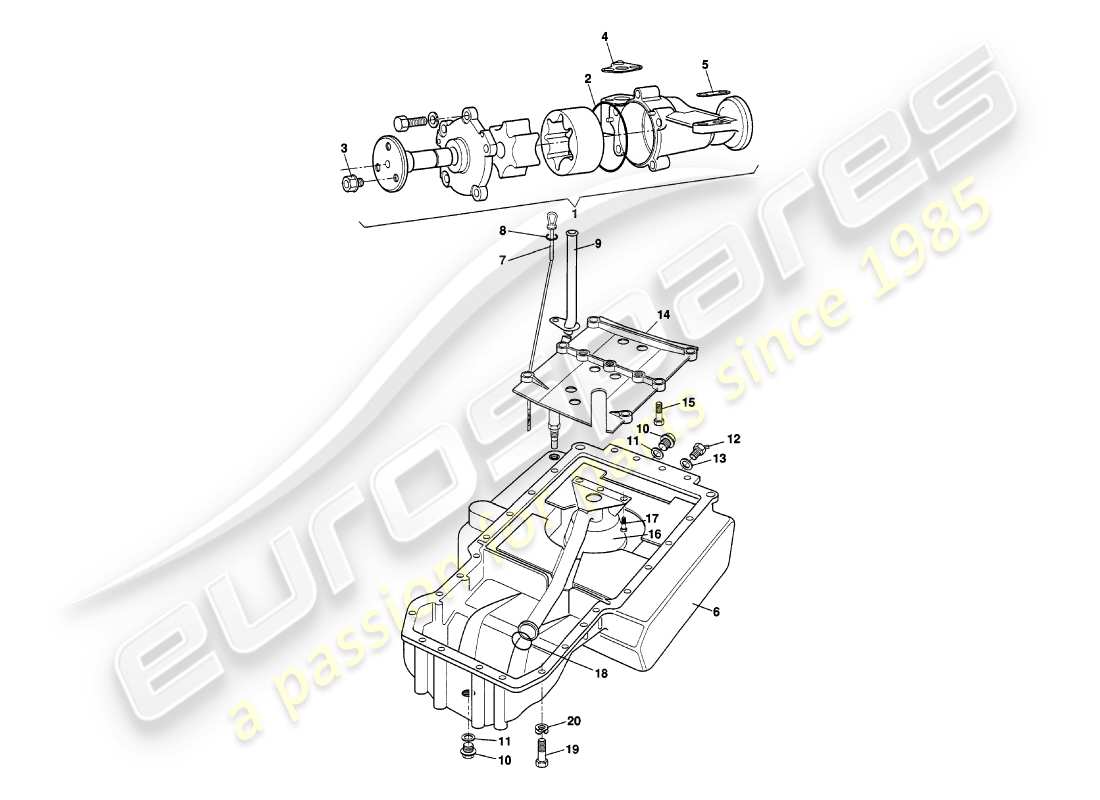 a part diagram from the aston martin v8 volante (1997) parts catalogue